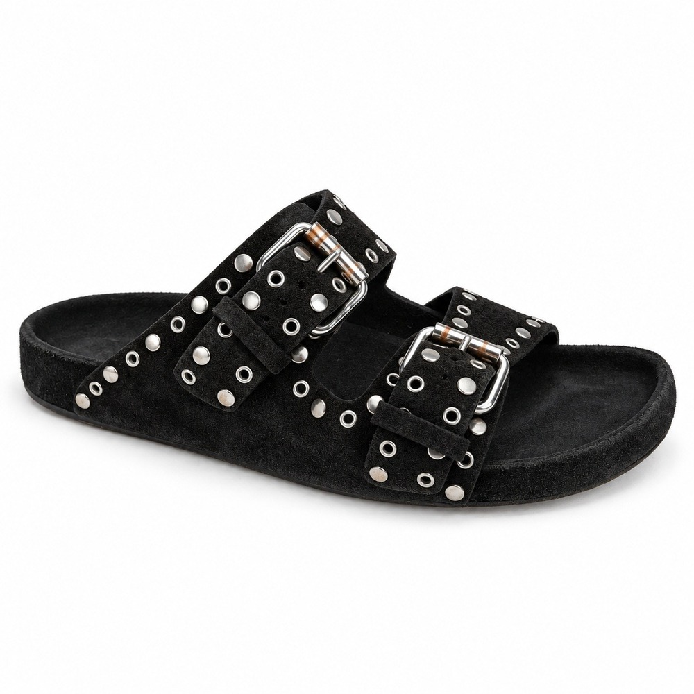 Isabel Marant 40 US 10  Lennyo Studded Suede Slide Sandals Buckle Slides Boho